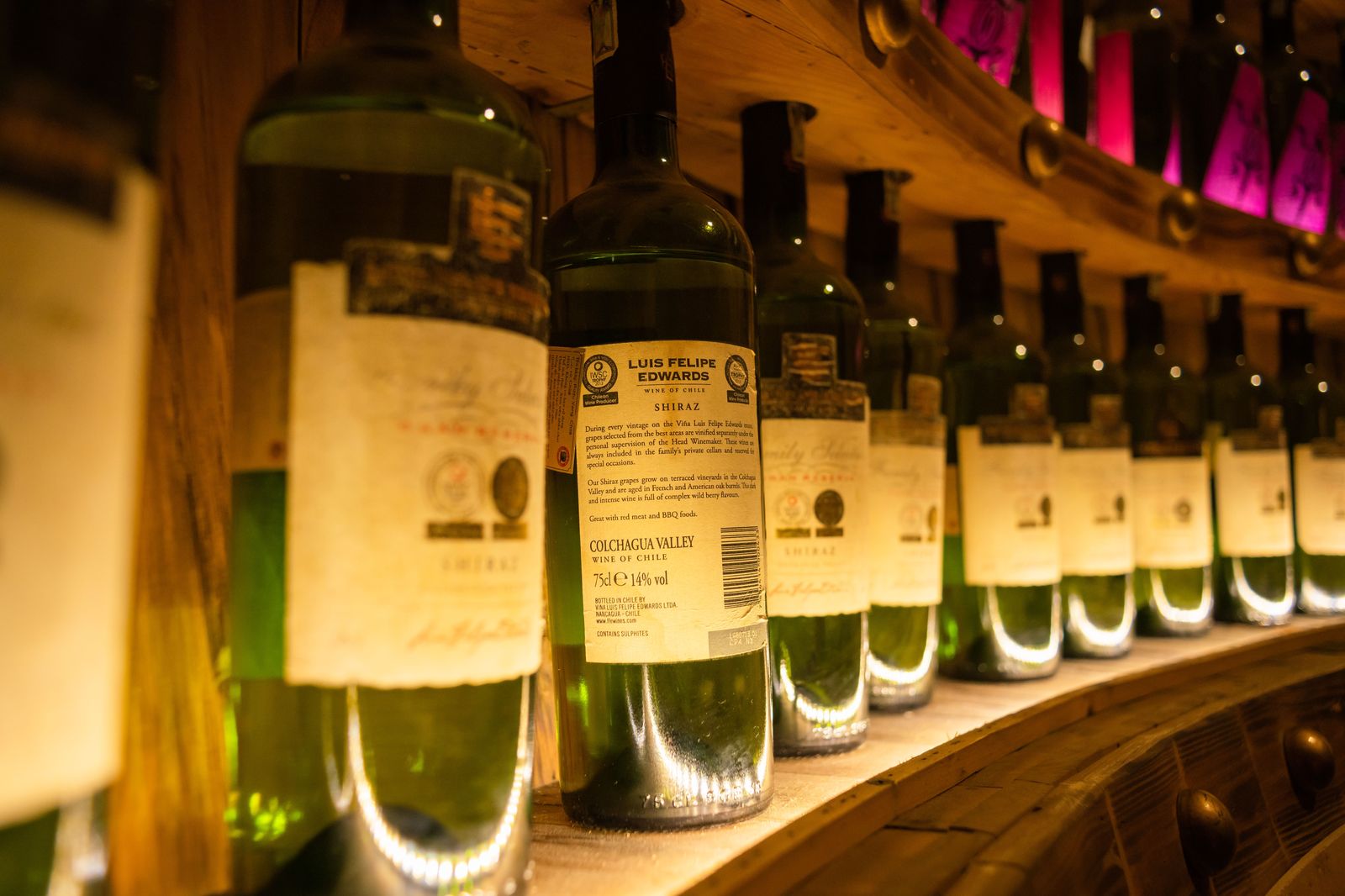 Glasses in a cellar tasting room - the chauffeur waits outside, at every stop